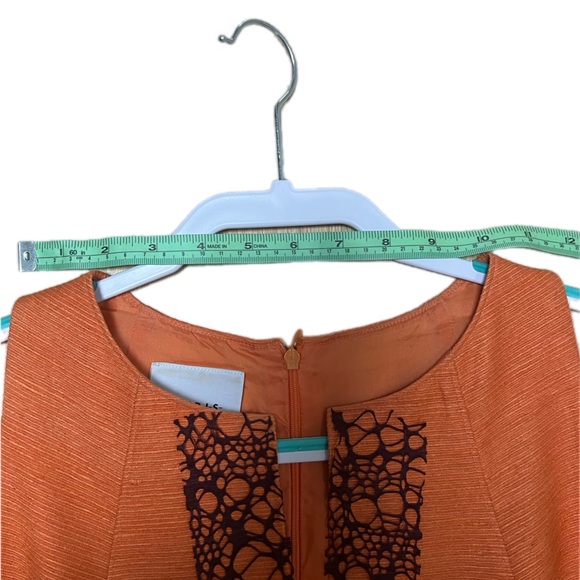 RARE Vintage Akris Punto silk orange knee-length pleated flared dress lace - Picture 4 of 12